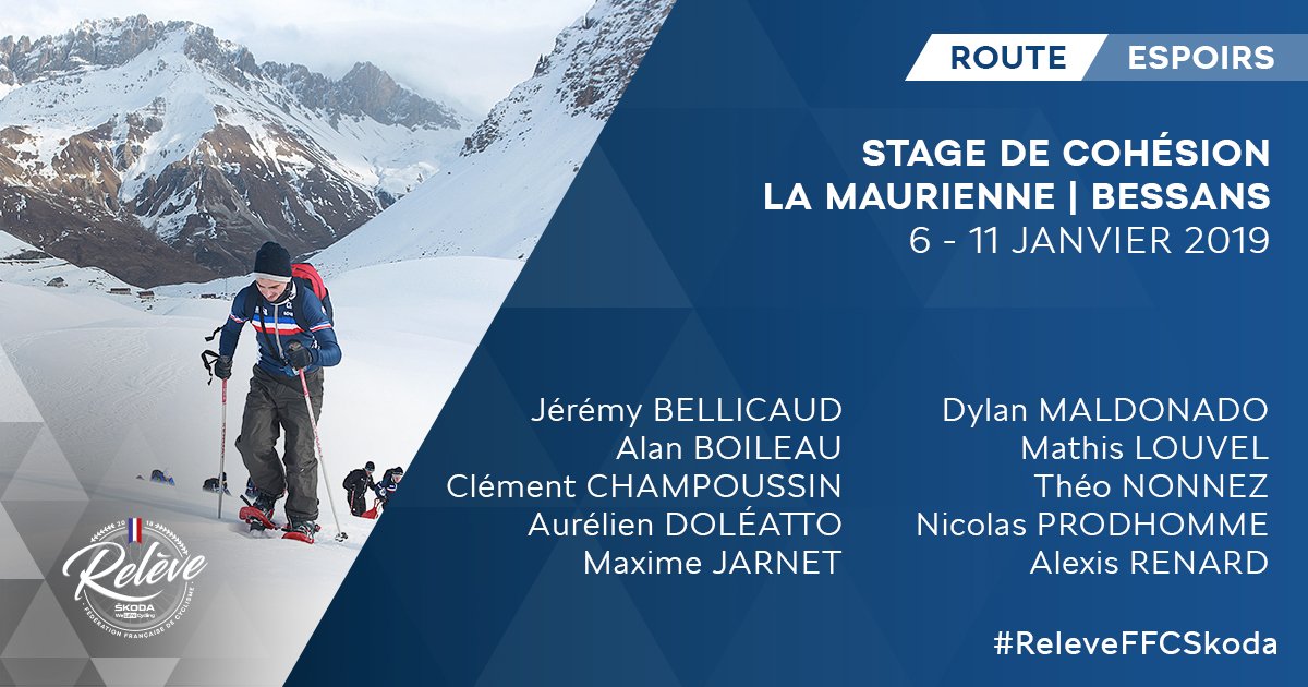 🗻 Direction Bessans, en Maurienne, pour la sélection Espoirs route, en stage de préparation et de cohésion du 6 au 11 janvier 🇫🇷

La liste des coureurs ⬇

#ReleveFFCSkoda