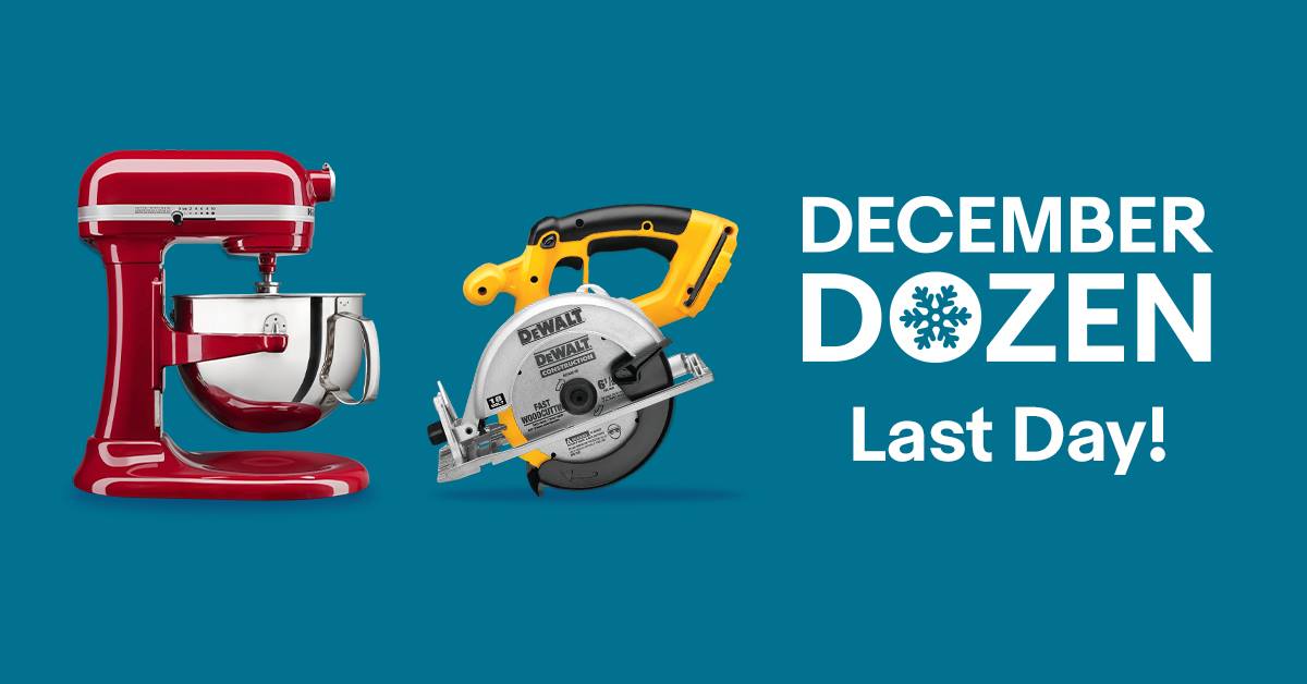 eBay's tweet photo. Last day of our #DecemberDozen! Now until 11:59pm PT tonight, use code PDECKTHEHALLS to get 15% off all Home & Garden purchases. Shop now: https://t.co/dZ9iImb2Pv
*Valid for registered users in US, CA, LATAM & the Caribbean until 11:59pm PT on 12/16. No min, $100 max. https://t.co/CVCTNRKlW2