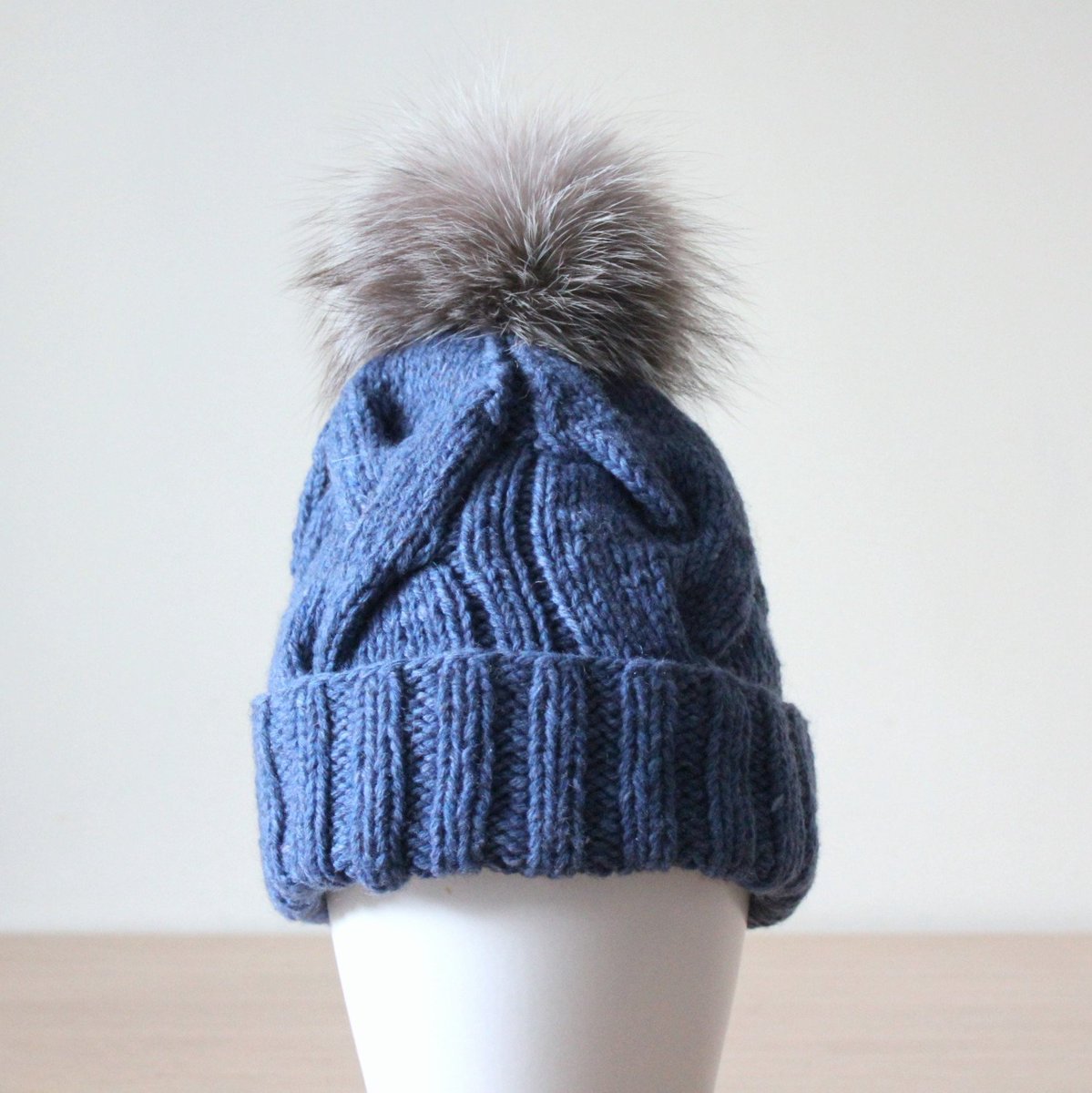 HatsAndOther's tweet photo. Excited to share the latest addition to my #etsy shop: Blue cashmere and wool cable knit hat with fox fur pom pom https://t.co/I3b3sTthMU #accessories #hat #gray #blue #birthday #christmas #pompombeaniehat #foxfurpompomhat #cashmere https://t.co/fXRWHZ5k2G
