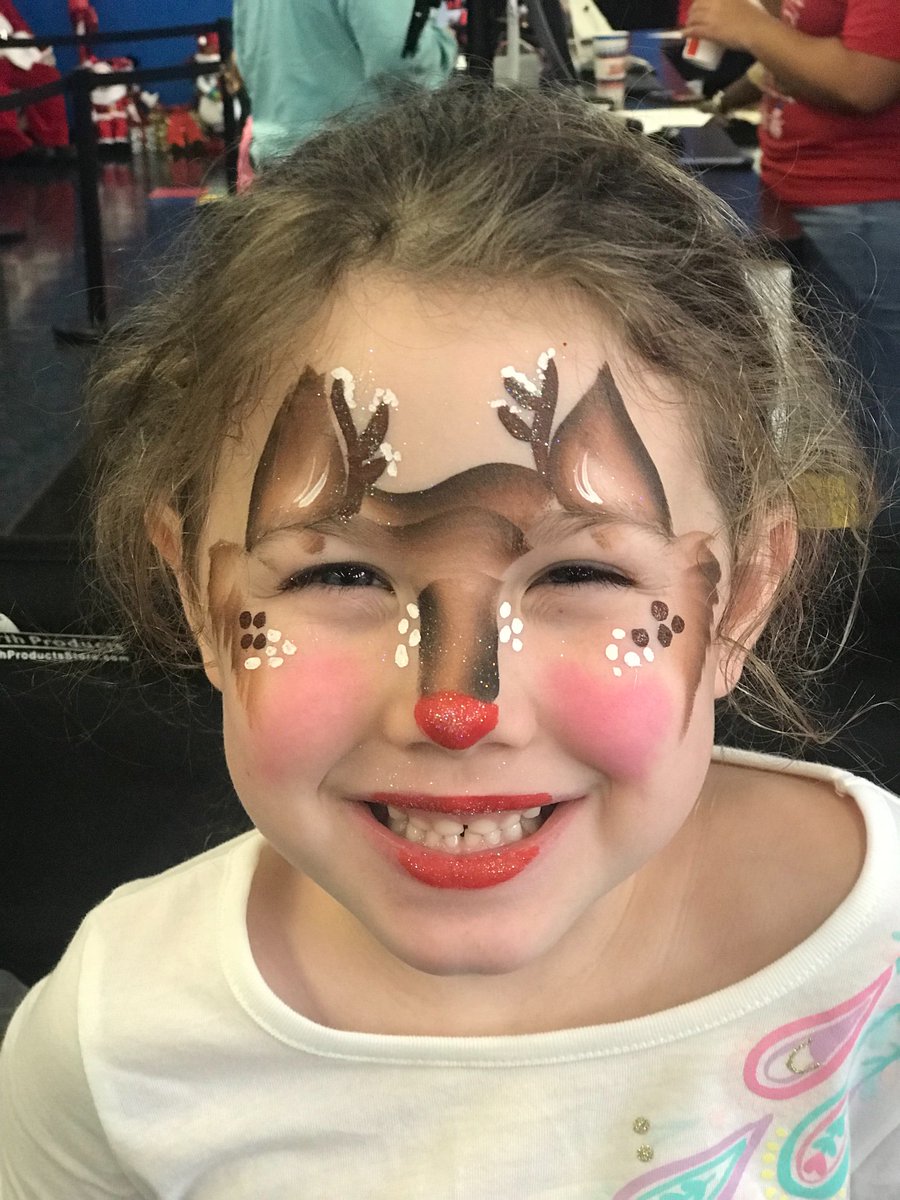 Adorable little faces painted at KIDAROOS last night. 
#facepaint #kidaroos #christmasfacepaint #rudolf