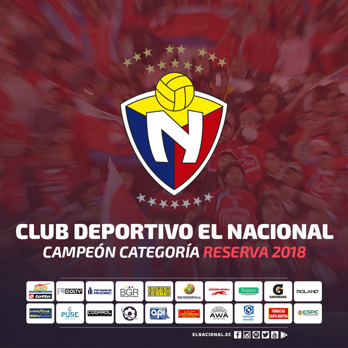 elnacionalec's tweet photo. ¡SOMOS CAMPEONES! Nuestros muchachos de la Reserva nos dan la nota feliz para terminar el año. Mostrando mucho carácter superaron 4 a 3 la final ante Aucas ¡Muchas gracias muchachos, ustedes nos hacen ilusionar con un futuro brillante! #VamosBiTri https://t.co/DJGdszu9Id