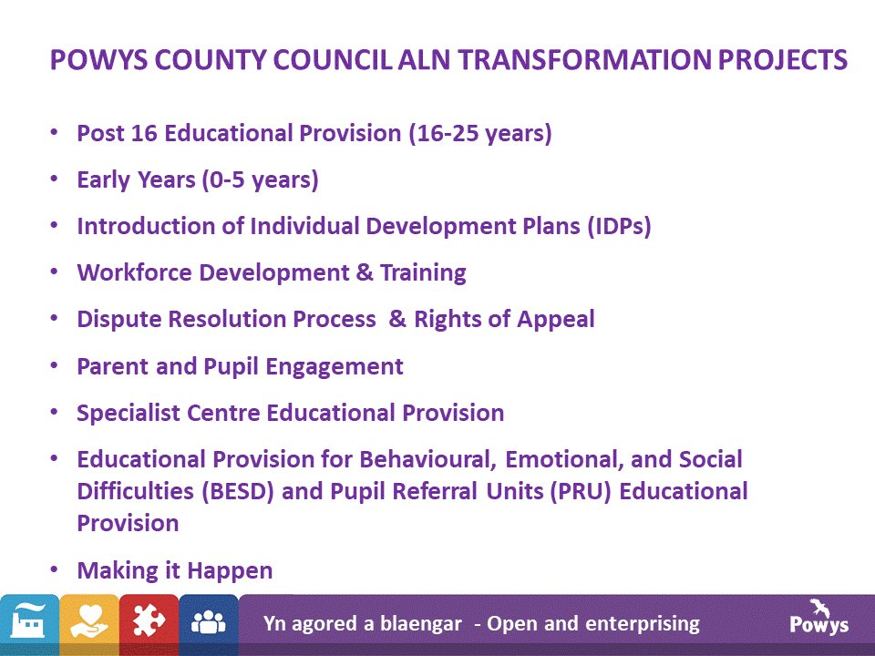 ALNSWMWales's tweet image. The director and other senior officers outline Powys&apos; 9 priorities for ALN reform and ask parents to be included in discussions and decision making. @salopianb @AlecPBS @Inclusive_ALN @PowysSensory @powyssch @FISPowys @PowysFS @PowysCC @PAVOtweets #ALNWales #ALNReform