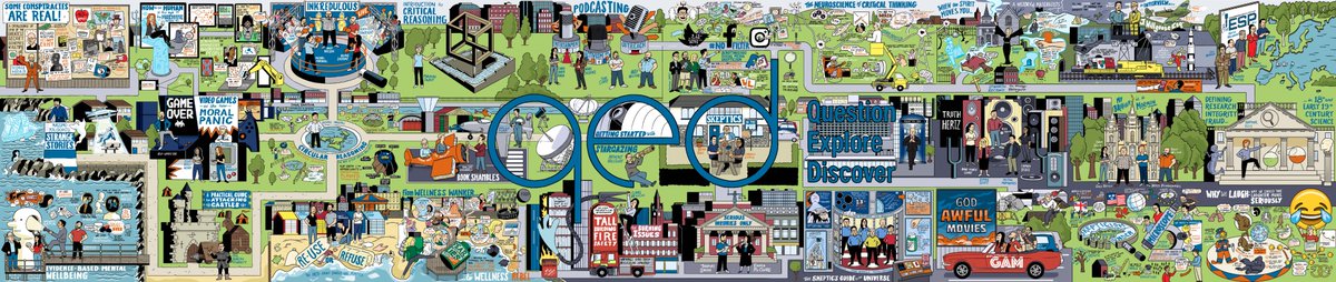 kemp_matt's tweet photo. Here are all of the @QEDcon illustrations for #QEDcon #QEDcon2018. I hope a) that this wide file works for twitter and b) that you find it fun to revisit everything all in one file. Huge thanks to organisers, speakers and guests (DM me if you want me to send you a high res jpeg) https://t.co/rPVzRZhWfE