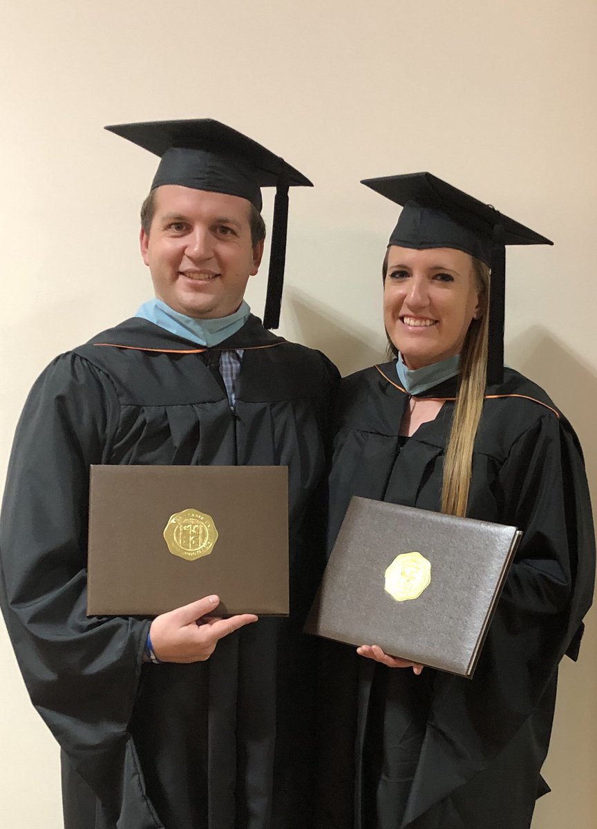 LCarisBGCS's tweet photo. @MCarisBGCS and I both graduated with our Masters degrees on Friday night! 🎓 Proud to be Forever Falcons! 🧡 #BGSU2018 https://t.co/2Kz5zr58Qe