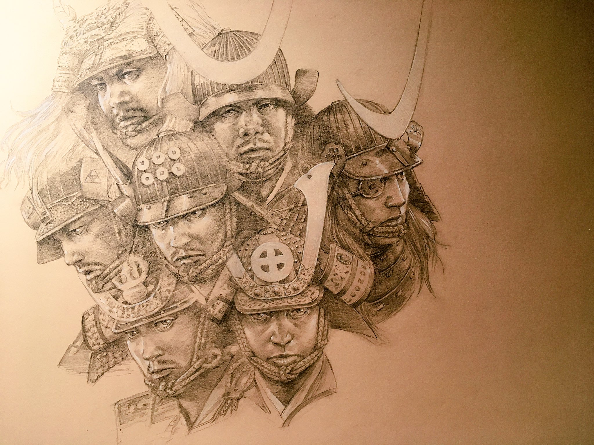 有田 満弘 イラストレーター 七武将図進捗全体図 戦国武将 北条氏康 毛利元就 武田信玄 真田昌幸 伊達政宗 真田幸村 島津家久 鉛筆 鉛筆画 T Co Lmtjgqiktf Twitter