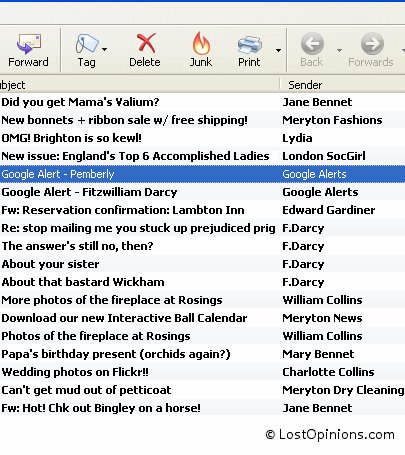 Happy Birthday Jane Austen!

Miss Elizabeth Bennet\s Inbox by Mark Brownlow 