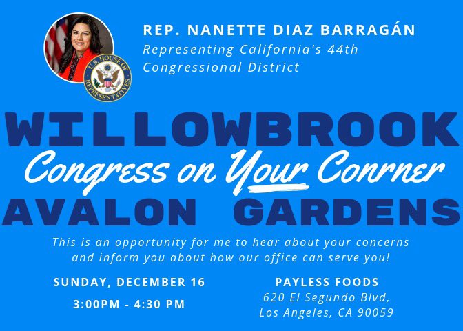 #CenturyStation Deputy Williams with @RepBarragan and John Davis from the Avalon Gardens Association at the #Willowbrook #AvalonGardens Congress At Your Corner event, where the community and stake holders have come together to address concerns in these areas.