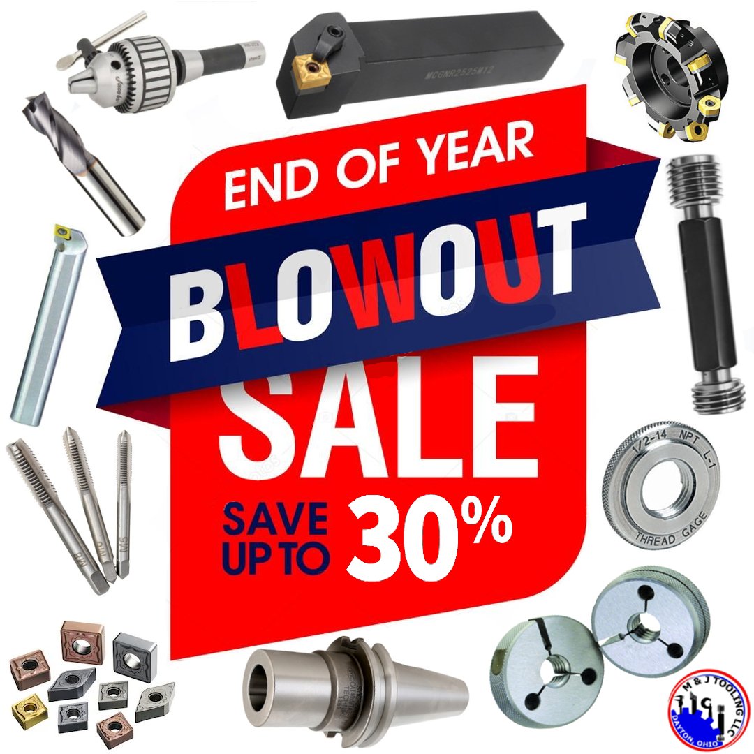 MJToolingLLC's tweet photo. End Of Year BLOWOUT Sale! Save 30% on 12,000+ SKU's!
Check out all of these sale items on our eBay page:
https://t.co/yzFoM1AVG5
While Supplies Last!
#toolyouup #metrology #cnc #cncmilling #cncmachining #cncturning #instamachinist #mjtooling #machinist #threadgage #threadgages https://t.co/nsbMMXDJhM
