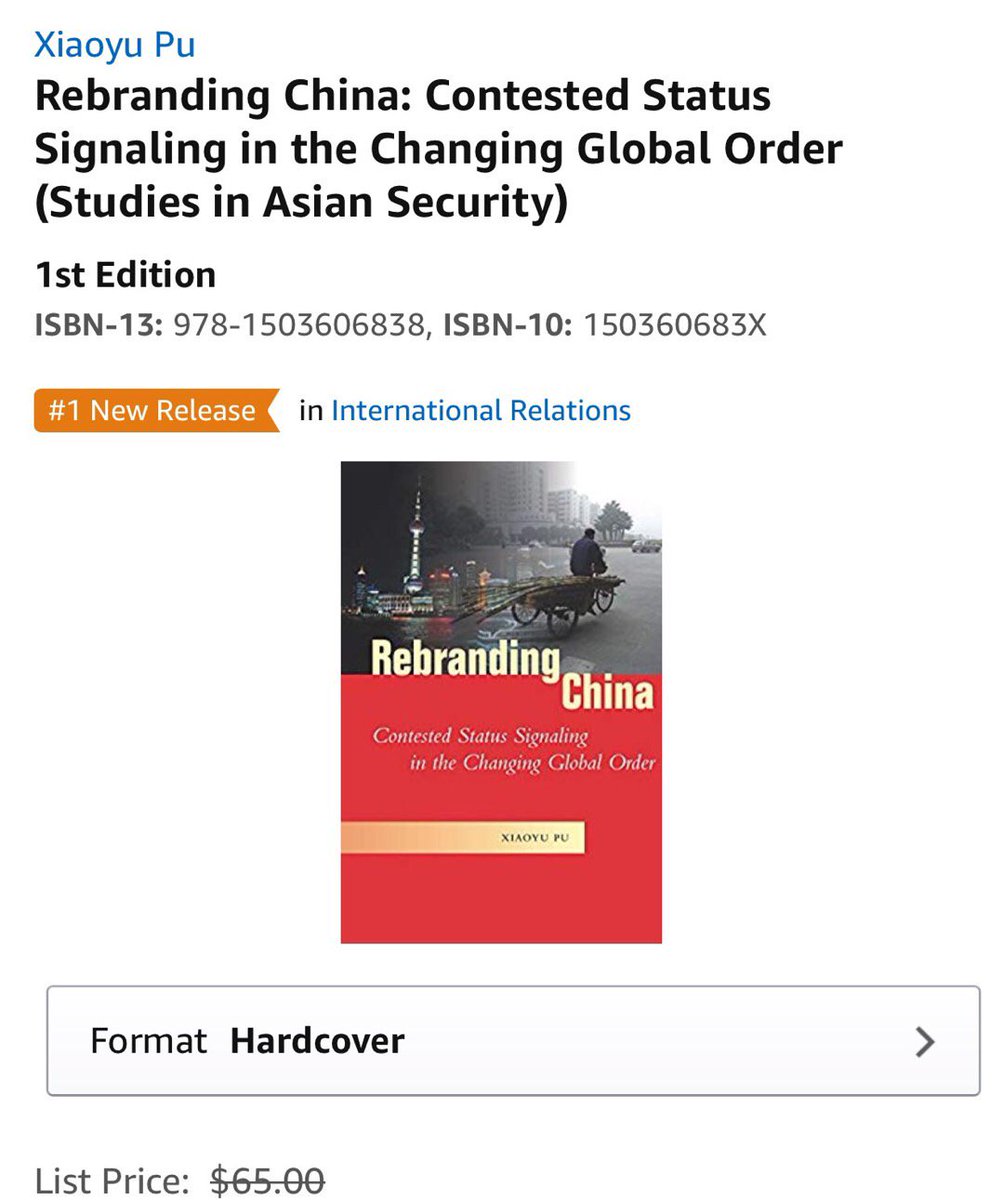 Thrilled, humbled, and grateful! My @Stanfordpress book #RebrandingChina is currently '#1 new release in international relations' at Amazon.com! Publication date: Jan 8, 2019. amazon.com/Rebranding-Chi…