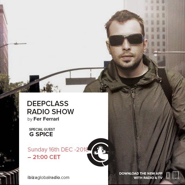 DeepClassRec's tweet image. DeepClass Radio show ONLINE NOW! today with G spice, hosted by Fer Ferrari, on Ibiza Global Radio!!! streaming: ibizaglobalradio.com //  #deephouse #ibizaglobalradio #deepclass #ferferrari #gpice