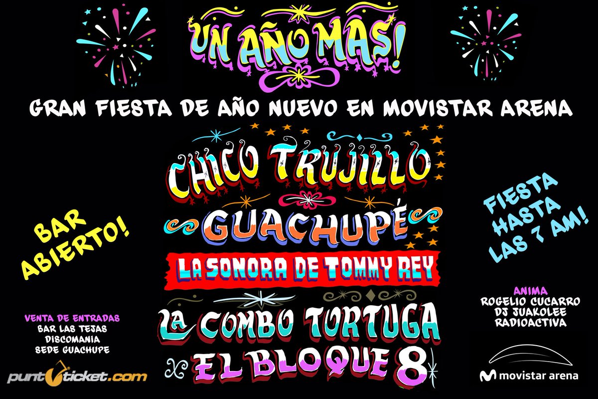 Esta fiesta si que se viene buena! Nos vemos en año nuevo, @movistararena! Entradas en <a href="/puntoticket/">Punto Ticket</a> 🍾🍷🍹🥂