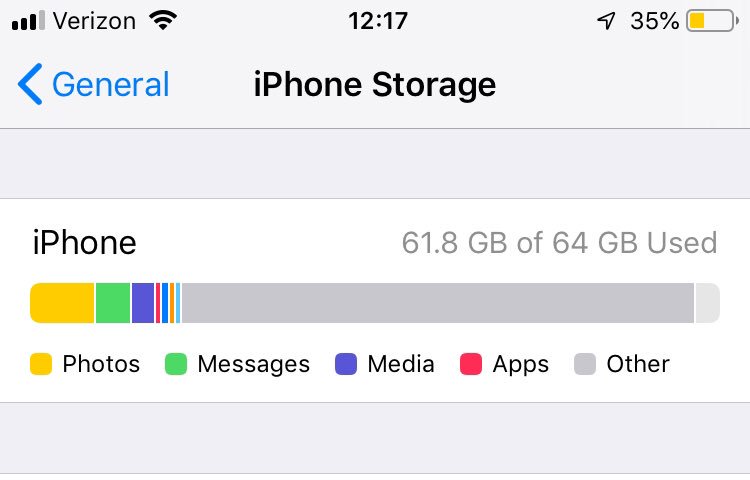 NoPunDave's tweet photo. @AppleSupport just got a notification that I’m running out of storage on my iPhone 6s. This doesn’t seem right. What should I do? https://t.co/bfisXiprUj