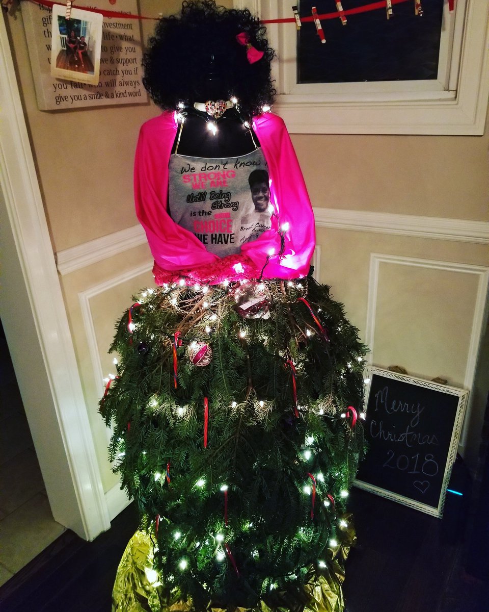 Creen30's tweet image. Every year we do a themed Christmas Tree. THIS year we decided to dedicate our theme to MY MOM, Mama Pamela Harris, and Nita! Count your blessings! 
#pinklove
#mannequintree
#BreastCancerAwareness