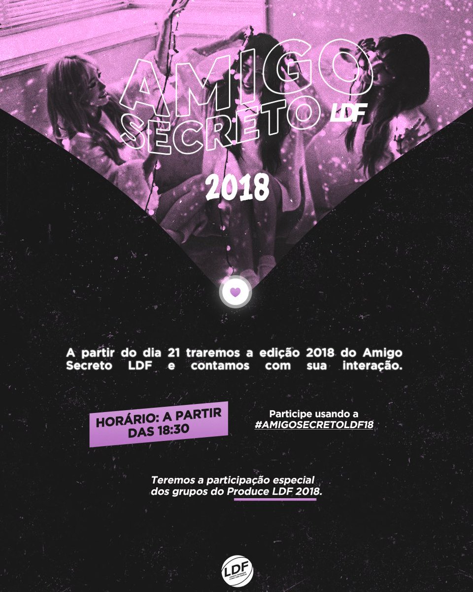 ligadasfanbases's tweet photo. Amigo Secreto LDF - 2018
Participe com a gente do evento mais aguardado da família. Tweet usando a #AMIGOSECRETOLDF18 nos dias 21, 22 e 23. 
A partir das 18:30 (horário de Brasília) https://t.co/6dEHmPA8DL