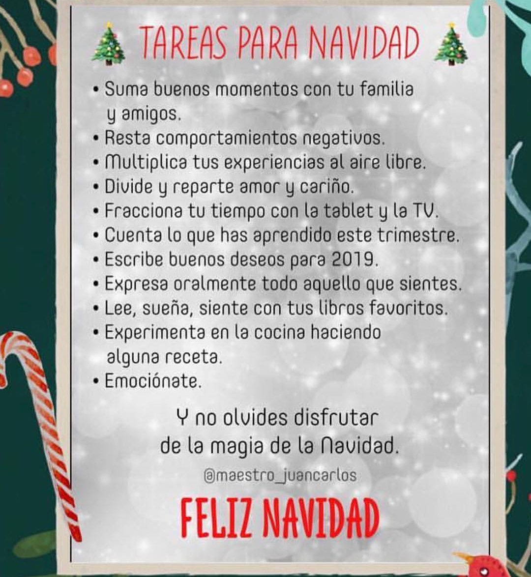 maestrasdeilus1's tweet photo. Aquí os dejamos las "TAREAS PARA NAVIDAD"  que nos propone nuestro compañero @maestro_juancarlos https://t.co/0WwdcR2wul