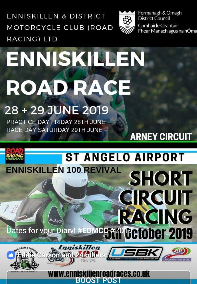 EKN_ROAD_RACE's tweet photo. Dates for your Diary! Dates for your Diary! #EDMCC #2019 #RealRoadRacing #discoverNI #homeofRoadRacing #gowest #RememberThisisaRoadRace #RememberitsBumpy
Fermanagh and Omagh District Council
#discoverfermanagh https://t.co/zmfn23yf4u