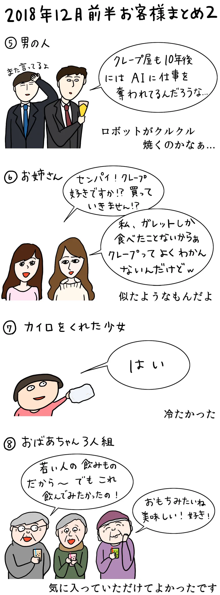 最新版『クレープ屋で働く私のどうでもいい話』2018年12月前半まとめです！