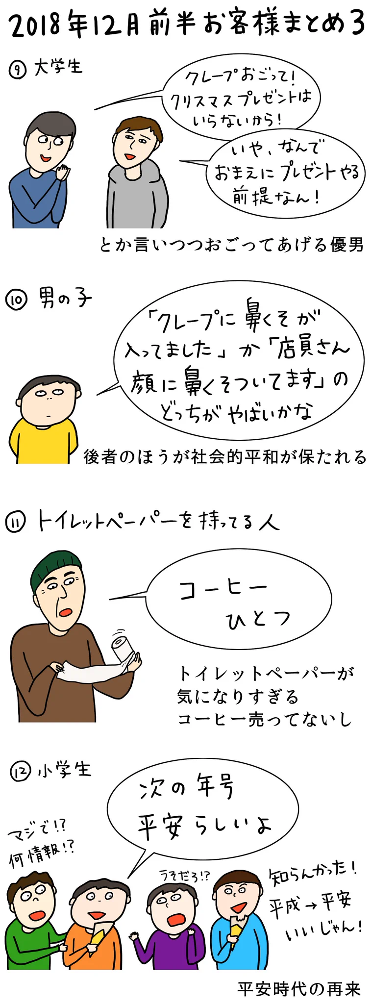 最新版『クレープ屋で働く私のどうでもいい話』2018年12月前半まとめです！