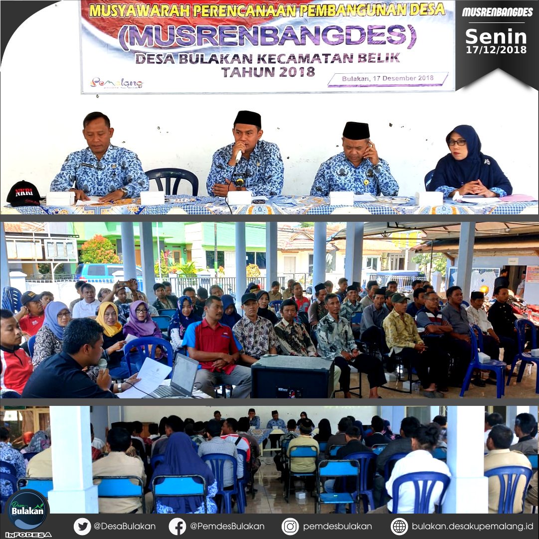 Musrenbangdes di Desa Bulakan tercinta. Semoga mendapatkan kesepakatan yang diridhoi dan diberkahi untuk perencanaan pembangunan thn depan.
<a href="/KemenDesa/">Fast Track Travel</a> 
<a href="/ganjarpranowo/">Ganjar Pranowo</a> 
<a href="/puspindes/">PUSPINDES</a> 
#JatengGayeng