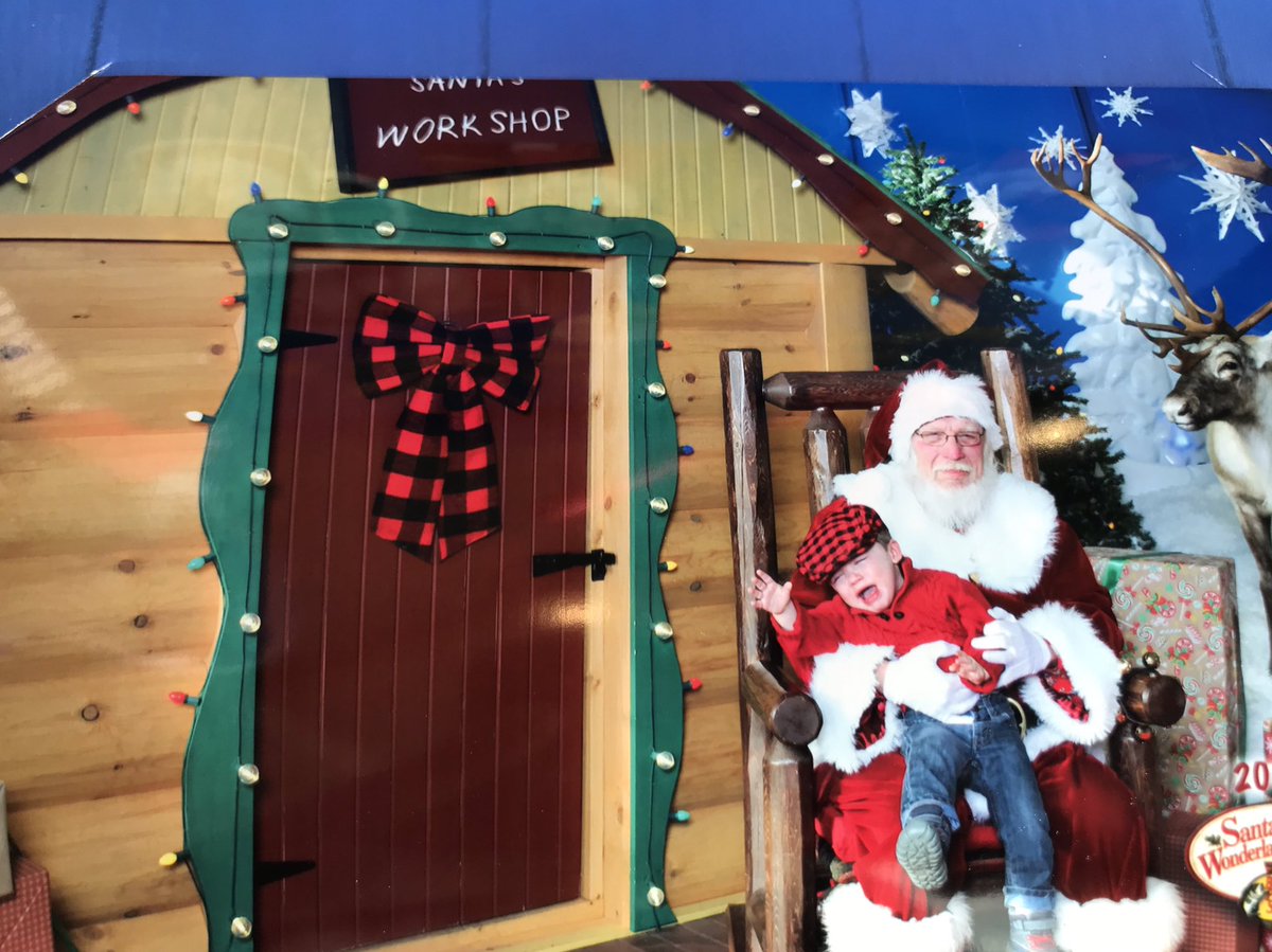 Santa pic fail. There’s always next year lol My poor son was so stoked until the moment was real. <a href="/Cabelas/">Cabela's</a> #toddlermom #Santa