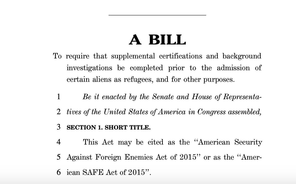 Voted for the American Security against Foreign Enemies, which made it nearly impossible to bring in more Syrian refugees http://clerk.house.gov/evs/2015/roll643.xml