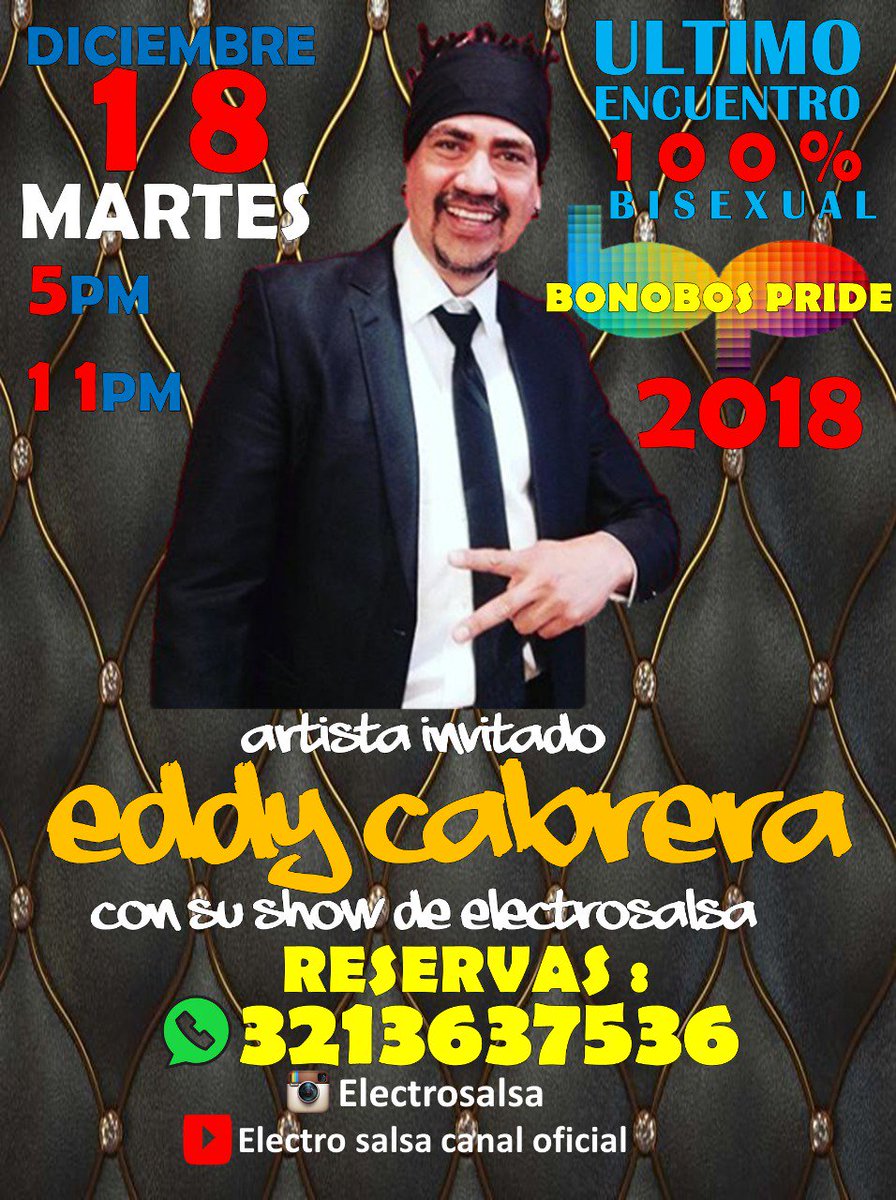 Bisexualidadla1's tweet photo. Este martes nos quitamos los tapujos por 7 horas jajaja nos vemos en una rumba con artista invitadl #electrosalsa un show espectacular.. @bonobospride1 @vivianasanta18 @PeligrosaSofia https://t.co/OLHvmz3tr0