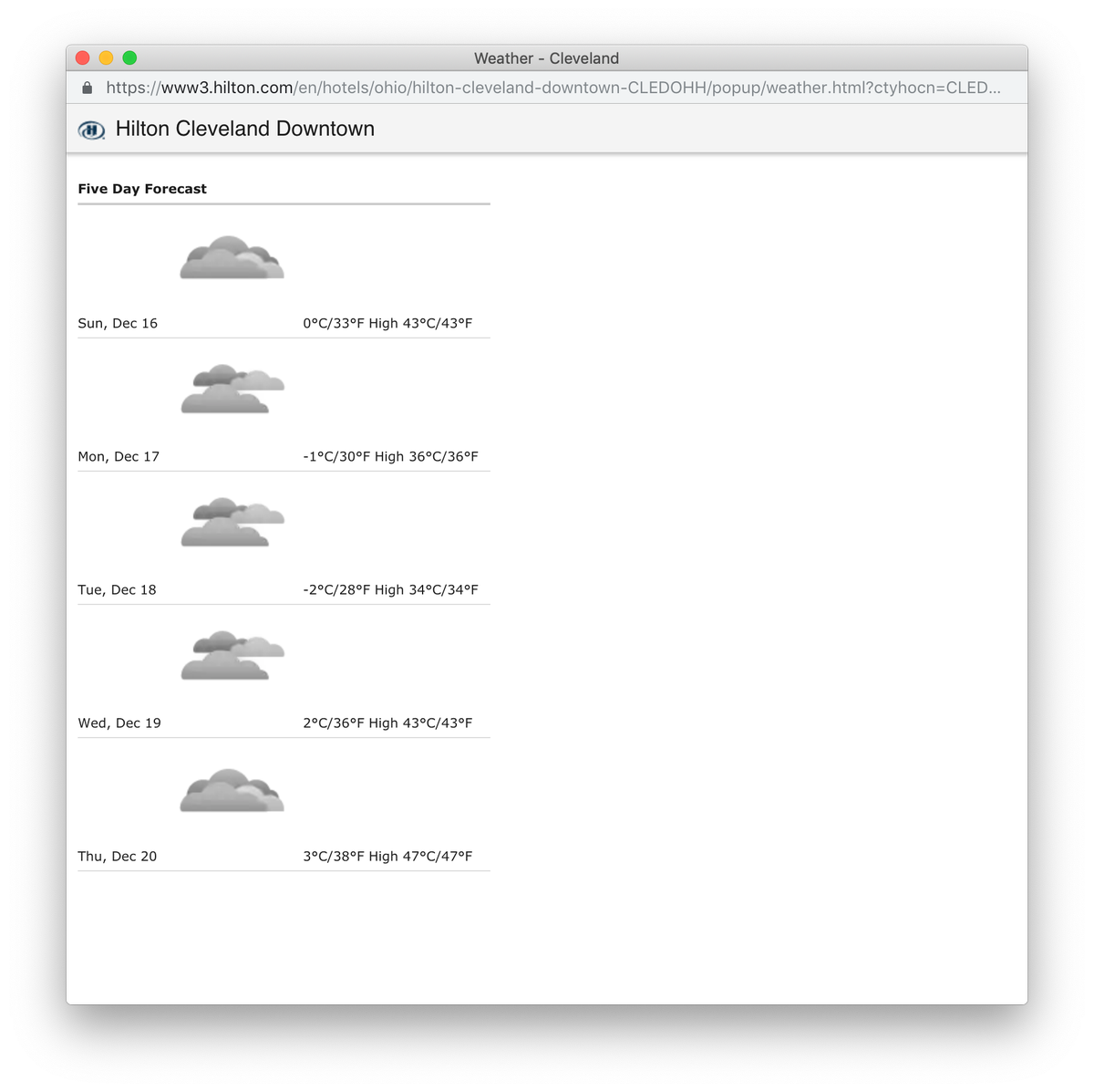 K1DEF's tweet photo. Dear @HiltonHotels, you might want to check the javascript driving your weather information, or your provider.  There's no way it can be both 43°C &amp; 43°F! @HiltonHonors #hilton #hotel #javascript #api #doublecheckyourwork https://t.co/GHxVnnYzIa