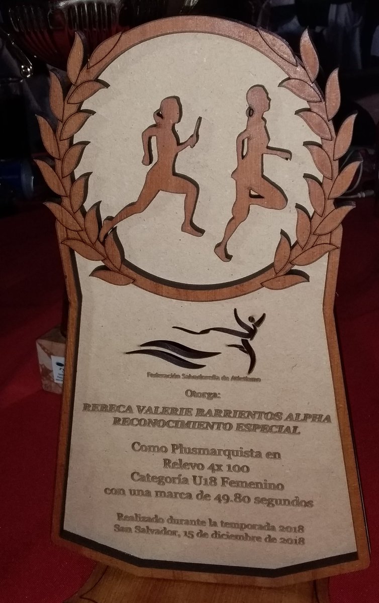 JoseLBarr43's tweet photo. Anoche se realizó la Gala atlética 2018. Rebeca Valerie Barrientos y sus compañeras de equipo recibieron certificado y trofeo por
#Record nacional impuesto este año en #Relevo4x100 con 49.8 seg.
#atletismo #trackandfield #SDG 👆🏾 #codicader2018 @indeselsalvador @FESAELSALVADOR https://t.co/upkFqxJqoO