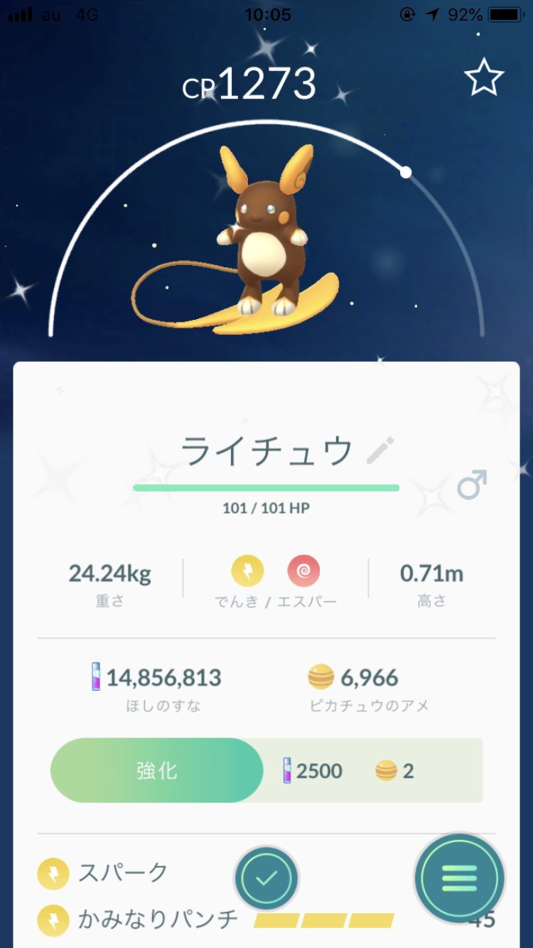 Rainbowsunrise 焦げアローラ 焦げライチュウ アローラライチュウ Pokemongo ポケモンgo やっと出ました焦げアローラライチュウ ちょー嬉しい も狙って頑張りま す T Co Acns5g3upl Twitter