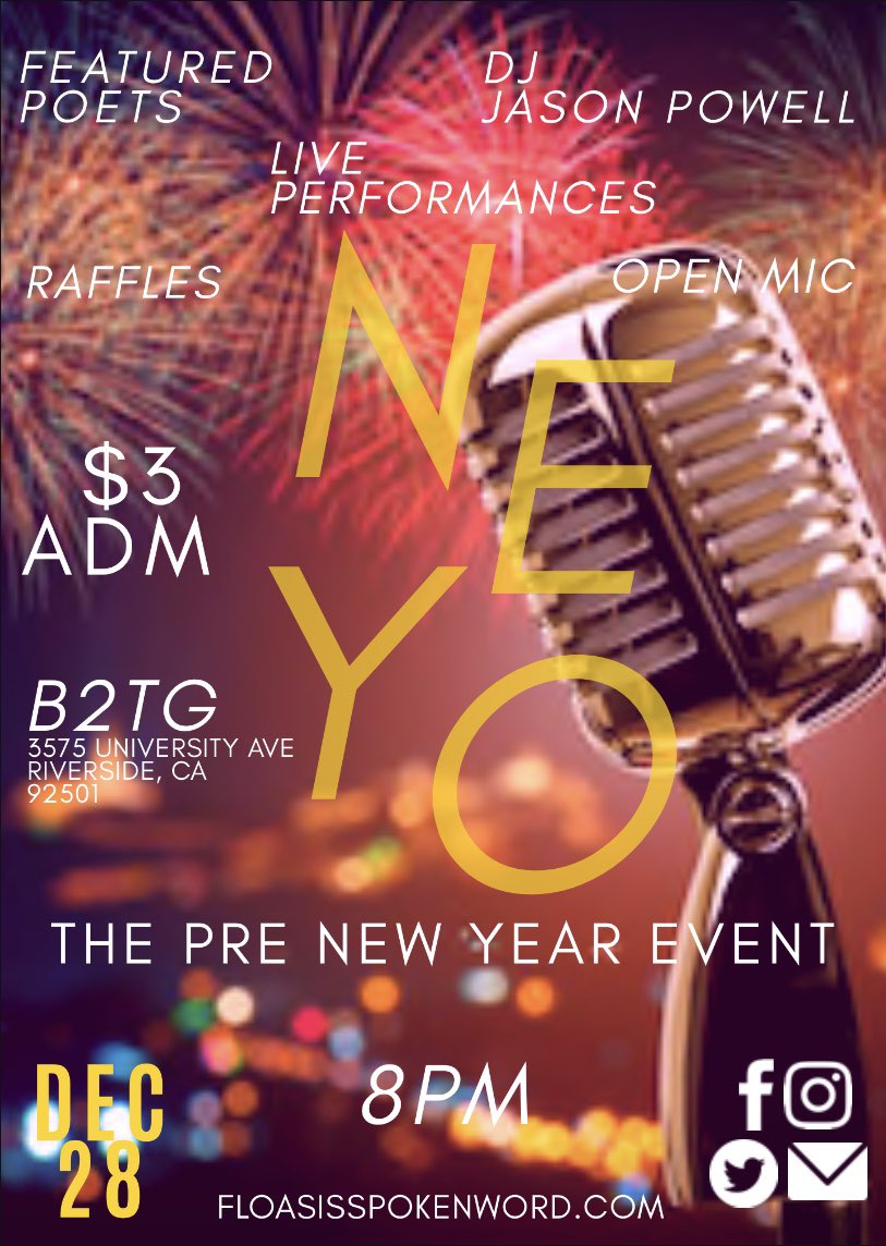 Our year end event, NE-YO is approaching & it is GUARANTEED to be LIT fam!! 🔥 Bringing you fire Featured Poets 🎤, a dope Open Mic Session (Poetry Only) ✍🏾, DJ Jason Powell on the turntables 🎧, Raffles 🎟 & more! We’ll see y’all in the basement!! #floasis #spokenword #poetry