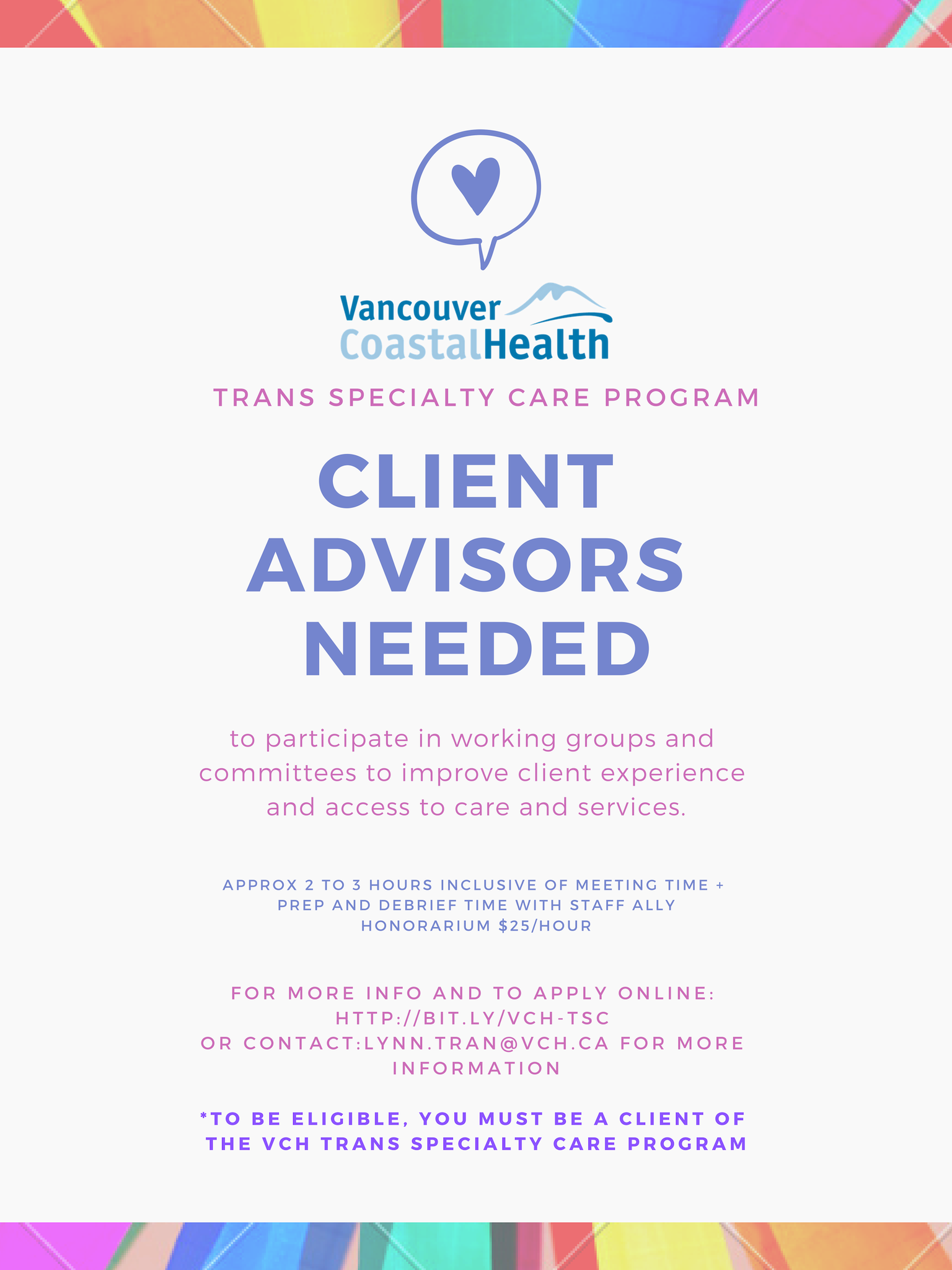 Vancouver Coastal Health on Twitter "Help us improve the Trans Specialty Care Program in
