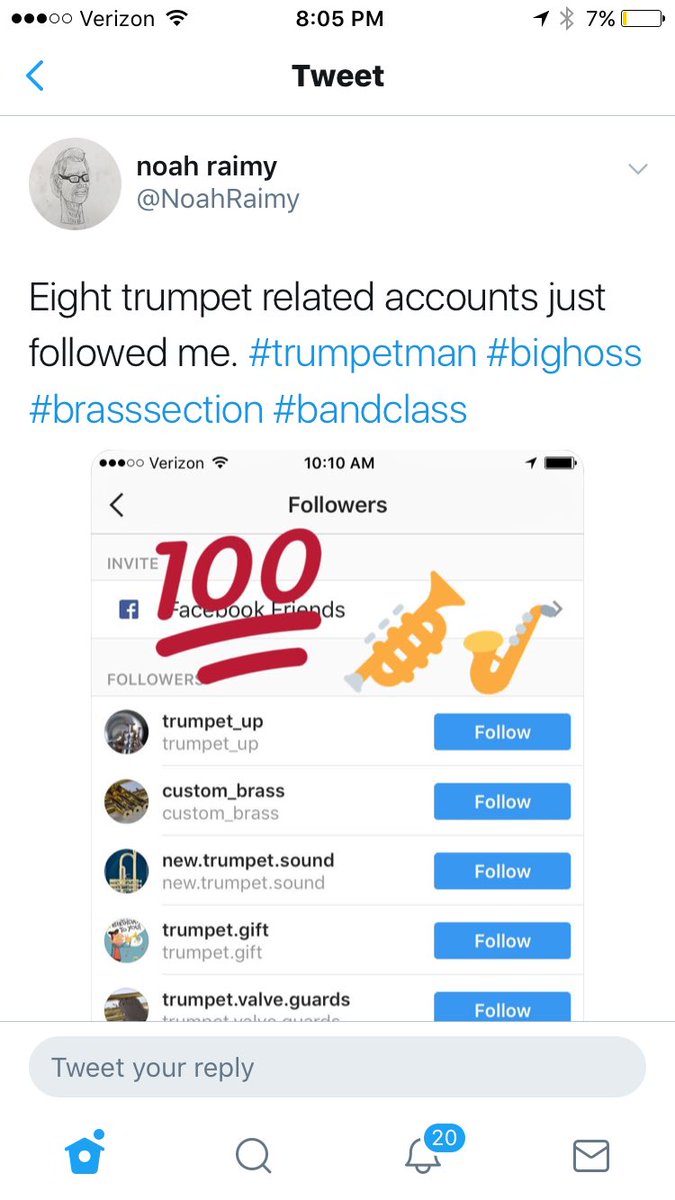 NoahRaimy's tweet photo. #update Zero trumpet related accounts now follow me #darn https://t.co/Dt2YCqF3lm