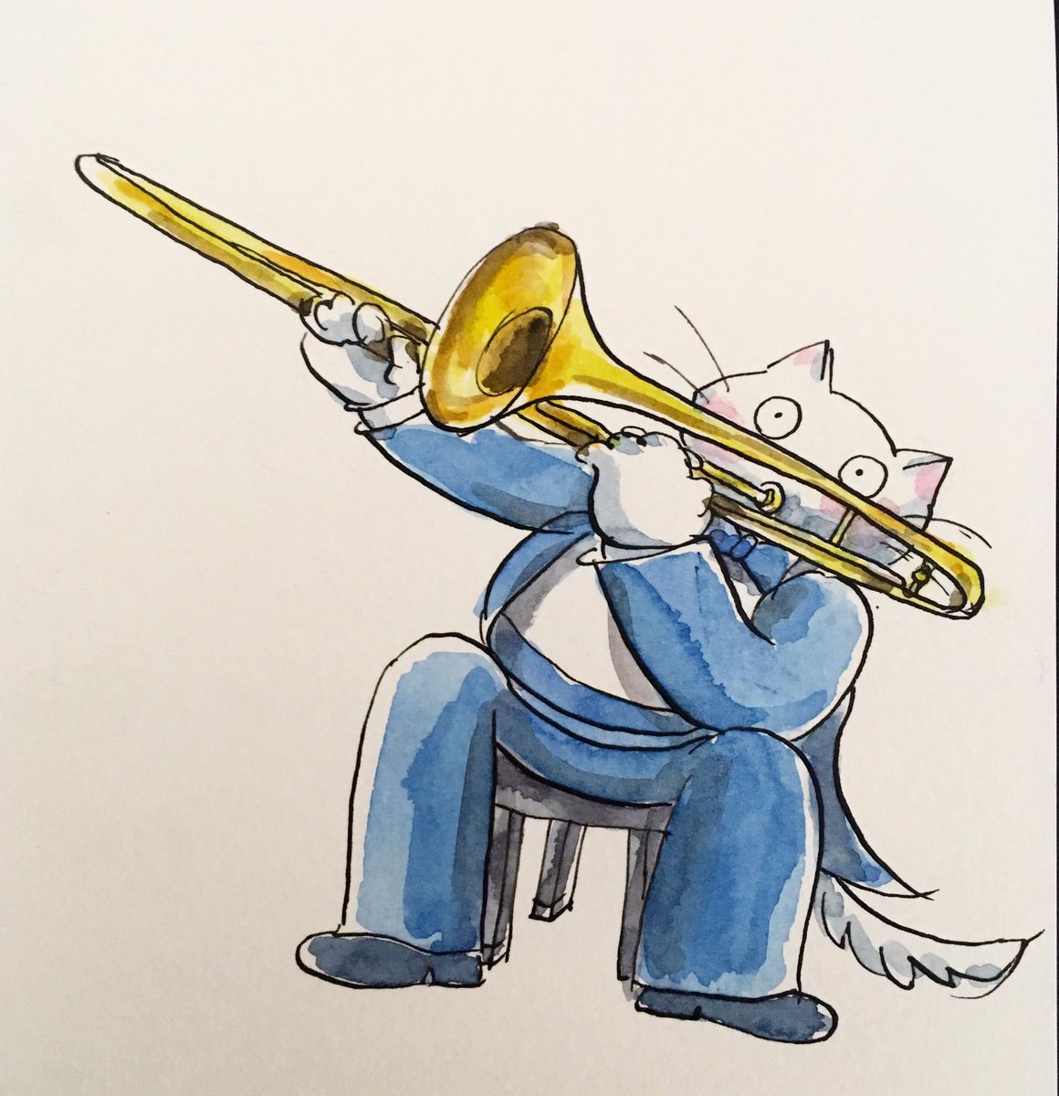 AtelierMidnight's tweet photo. Kitty Orchestra Series
Trombone
*
*
*
*
*
#cat #art #artist #artwork #illustration #illustrationday #drawing #sketch #dailydrawing #dailysketch #adrawingaday #kitty #penandink #watercolordrawing #watercolorsketch #midnightatelier #orchestra #trombone #brassinstruments https://t.co/NT1d8HyKNj