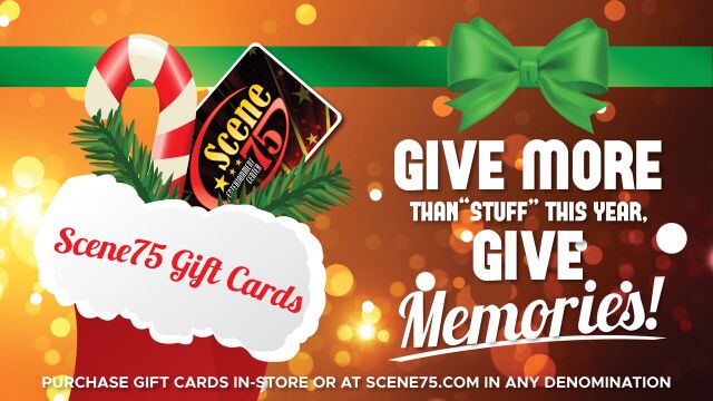 Give more than "stuff" this year, give MEMORIES! Gift cards are available in-store or at Scene75.com

#Scene75 #Cincinnati #Cleveland #Dayton #Pittsburgh #Christmas #GiftCards #StockingStuffers