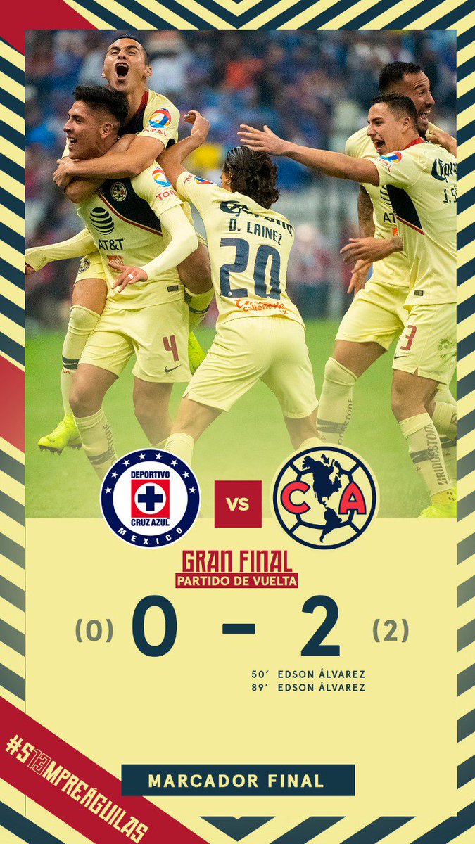 ClubAmerica's tweet photo. Marcador Final

¡¡SOMOS CAMPEONES DEL APERTURA 2018!! 🏆
#S13MPREÁGUILAS 🦅 https://t.co/bq3Ls1uwAz