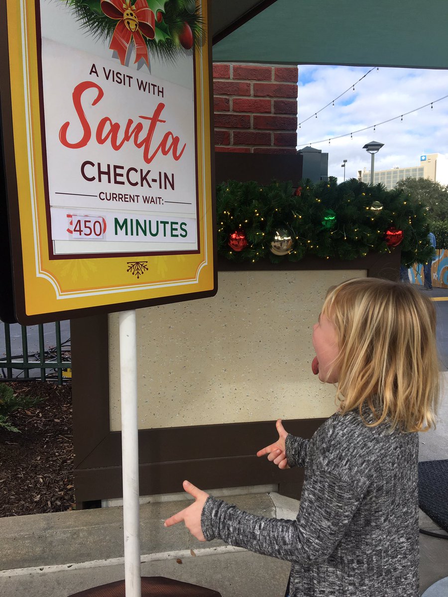 JasonCamis's tweet photo. Luciana wondered who would wait 7.5 hours to see #Santa, even at @DisneySprings #signage #notworthit #santas https://t.co/CTgRSEKqFA