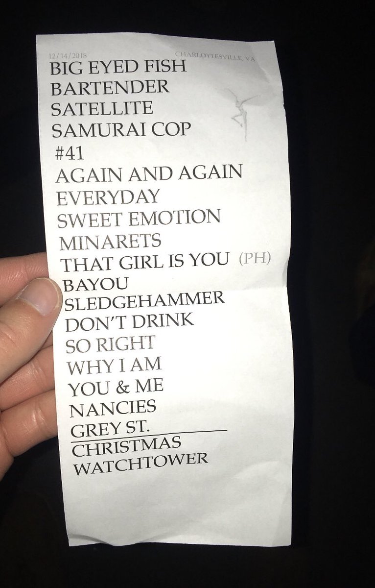 ItsaDaveThing's tweet photo. Charlottesville N1 Setlist #DaveMatthewsBand #FallTour2018 #SeeYouOnTheRoad #ItsaDaveThing #DMB https://t.co/weJ91BmLIS