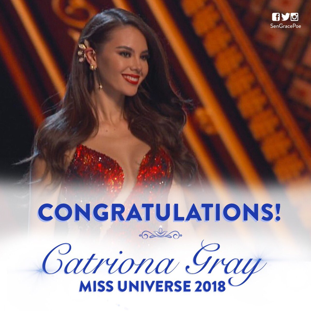 A woman of style, substance and brave heart deserves the crown.

Thank you for flying the Philippine flag high.

The Filipinos will be by your side in your Miss Universe journey. 

#MissUniverse #Philippines
