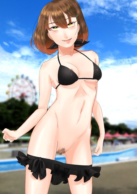 黒ビキニ陰毛みせひかる 