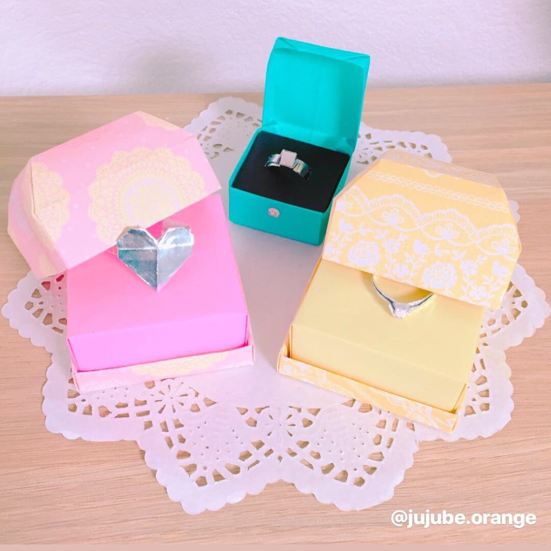 Jujube Orange Square Origami Gem Box Youtube Paper Kawaii 中の箱を裏返せばリングスタンドにもなりそうです 下の箱のサイズ感が難しくて隙間あいてます Origami 折り紙 おりがみ