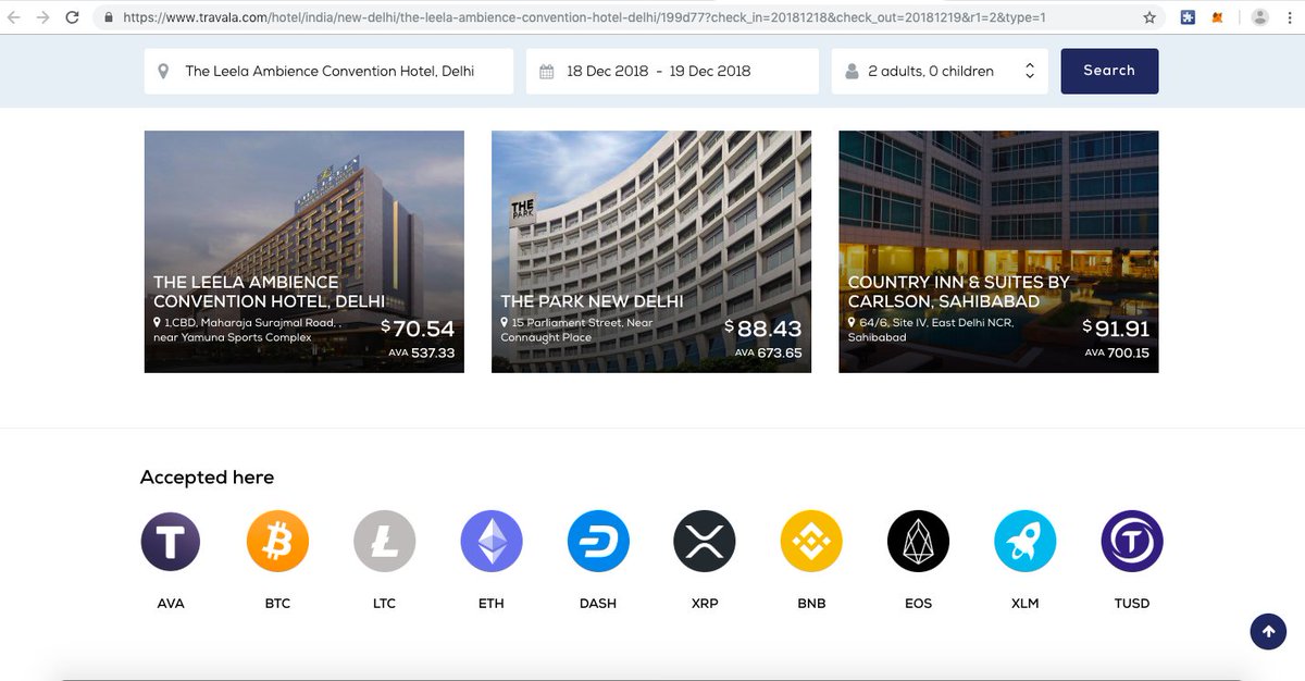 Btcexpertindia's tweet image. Good to see that we can book Indian Hotels and even Hotels in 210 counties in #Cryptocurrencies Like #bitcoin #ethereum #xrp #DGB #Dash on #Travala 
Just found Top 5 Star Hotels in #Delhi #India on their Website #Travala. com powered by #Blockchain.
#Hotel #Traveller #IndiaHotel