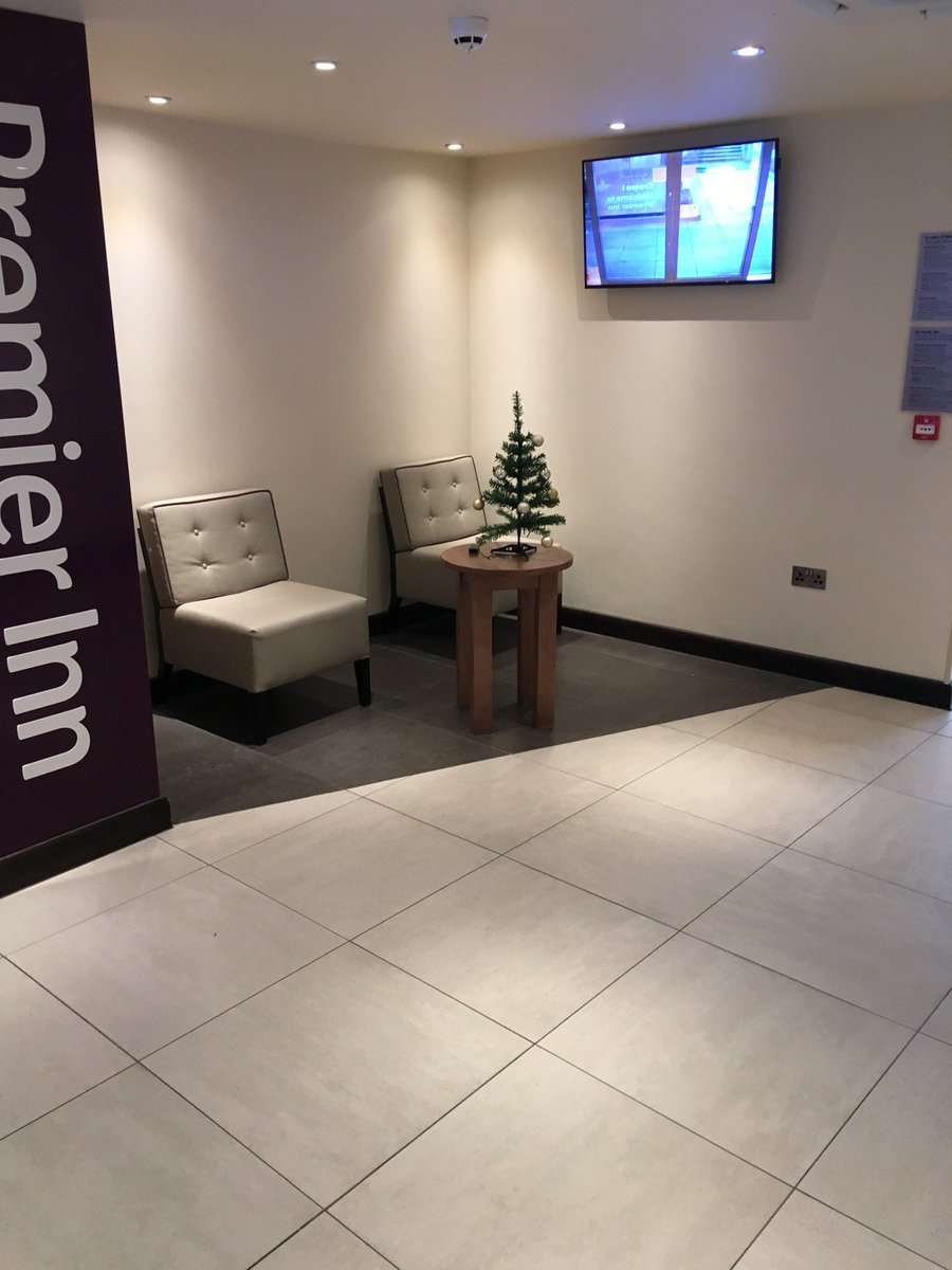 The Premier Inn in Aberystwyth has pushed the boat out with festive decorations this year. It's like bloody Lapland.