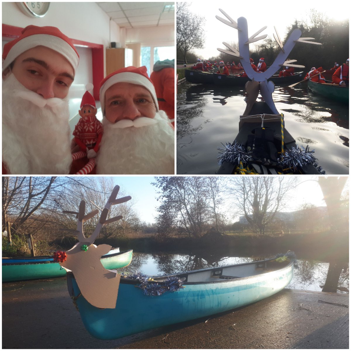 crawler1970's tweet photo. @CRTBoating Our canoe decked out with Rudolph for the @L_O_P_C #santapaddle that took place on Sunday.  The event was to raise money for restoration/rebuild of the Kayak Launch:
https://t.co/Z0s1BxUFZR 
#inclusivecanoeing #Disability #paddleability #construction #riverengineering #charity https://t.co/elpBCrOLdB