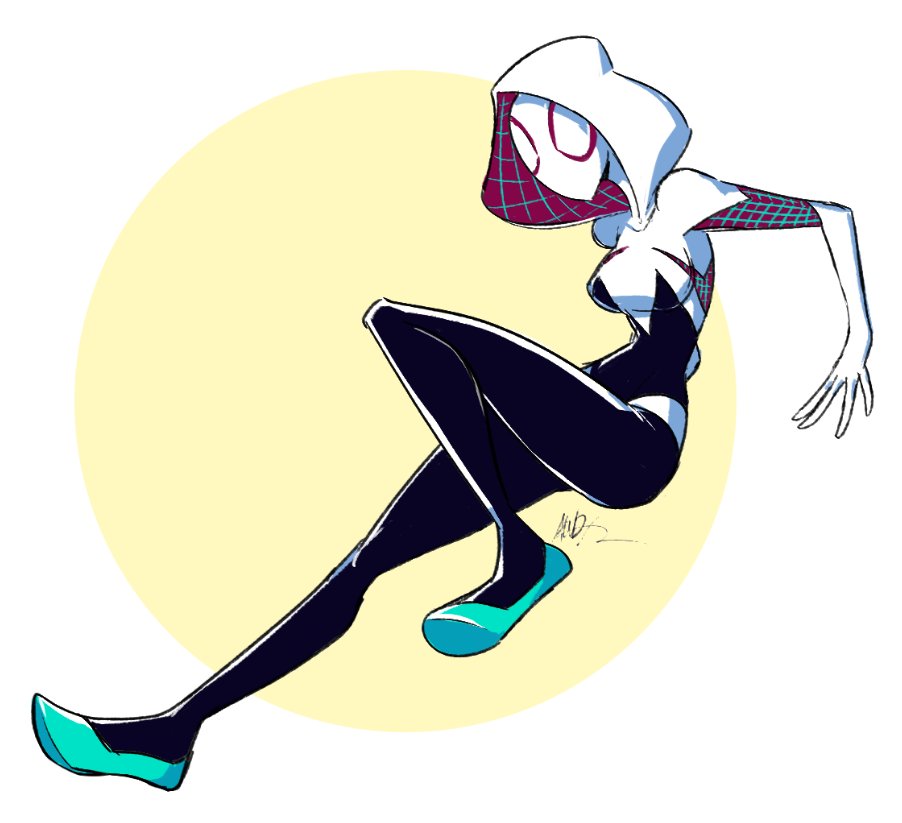 “old, but showin' off my Spider Gwen drawing” .