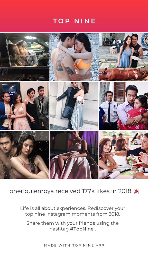 pherlouiemoya's tweet photo. my top nine on instagram! basically the highlight of my career this year; @1migueldeguzman’s tv comeback and @barbieeimperial’s leading lady launching. Thank you for the 177K likes, ig people!!! 🤙🏻 https://t.co/mPdpAd2R3H