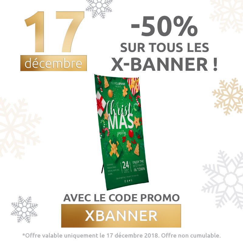 COMOPRINT's tweet image. On débute la semaine avec une offre de folie ! 50% de réduction sur les X-Banner avec le code promo XBANNER ! À très vite sur comoprint.com !
.
#xbanner #moitieprix #promo #promotion #offre #remise #gift #cadeau #calendrier #avent #decembre #Noël #christmas
