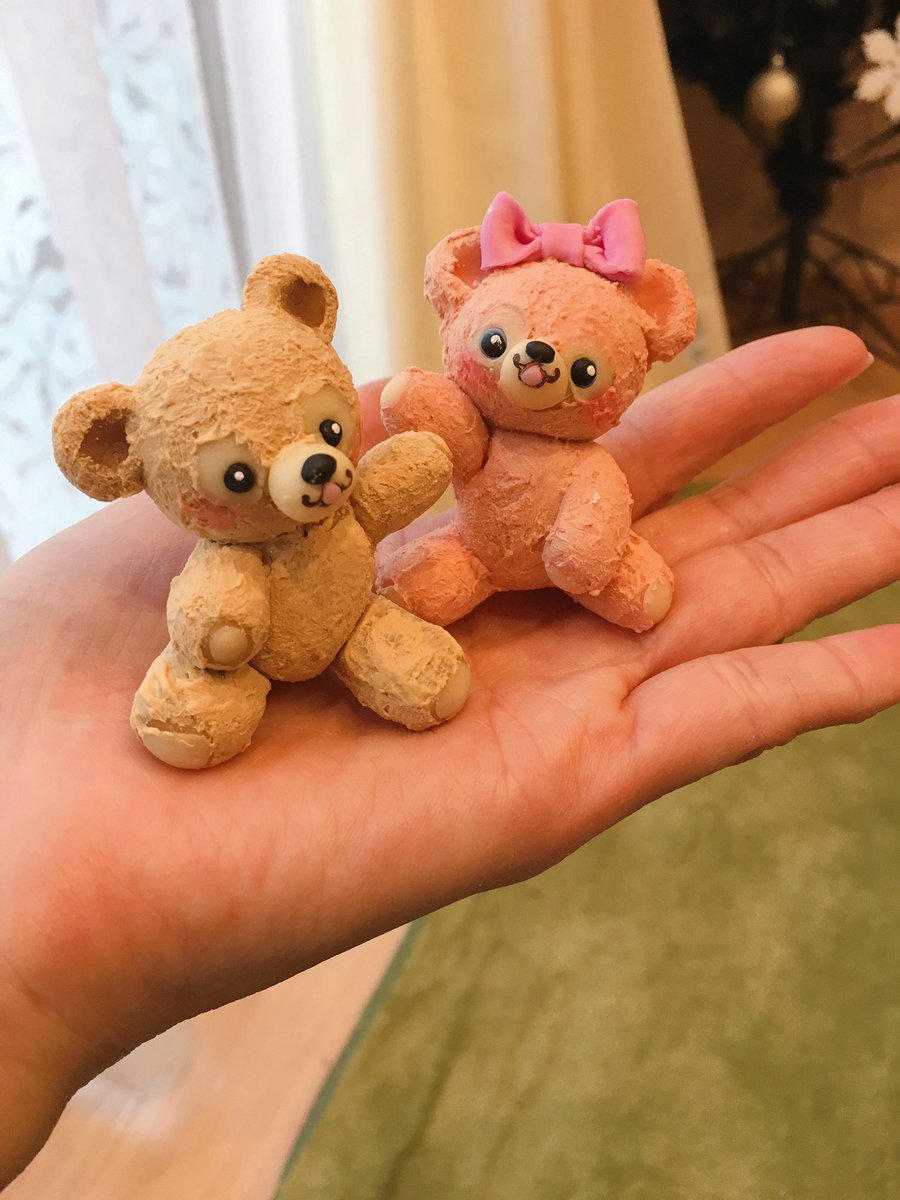 粘土で作ったダッフィー&シェリーメイ❤️ #ディズニー #シェリーメイ