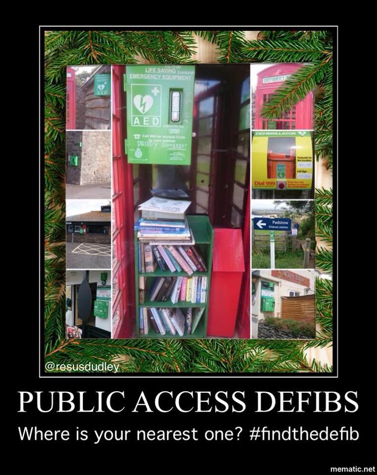resusdudley's tweet photo. @DudleyGroupCEO @themeddirector @DudleyGroupACN @kkelly8963 @juliepain62 @MecrowLove @lizabbiss123 Our DGFT #resusadvent today highlights the importance of public access defibs in out of hospital cardiac arrests #CPR #DeterioratingPatients #findthedefib https://t.co/MZ2AE5pzh3