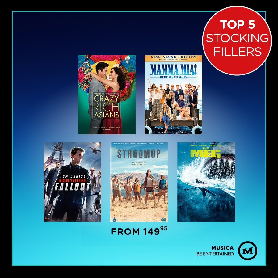 Treat the movie buff in your life to a few of the most popular films of 2018 on DVD. From the action-packed Mission Impossible: Fallout to the ABBA-inspired spectacular Mamma Mia: Here We Go Again, we’ve got DVD stocking fillers for the whole family. From R149,95.