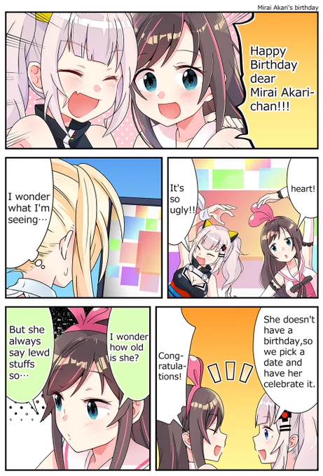 Kizuna Ai and Kaguya Luna Celebrate Mirai Akari's birthday.(English Version) 
